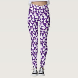 Legging Padrão de coelhos brancos 01.bw D-Purple