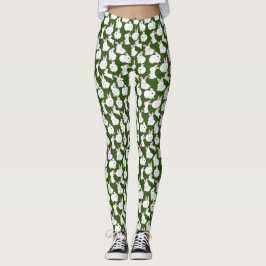 Legging Padrão de coelhos brancos 01.bw Verde BG