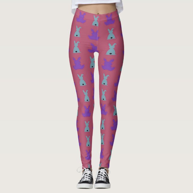 Legging padrão de coelhos de Páscoa (Frente)