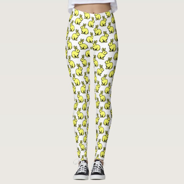 Legging Padrão de coelhos - Preto e Amarelo (Frente)