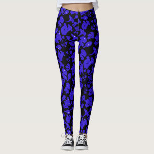 Legging Padrão de cogumelo preto 01azul preto BG