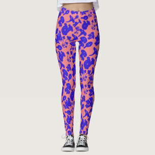 Legging Padrão de cogumelo preto 01azul rosa BG