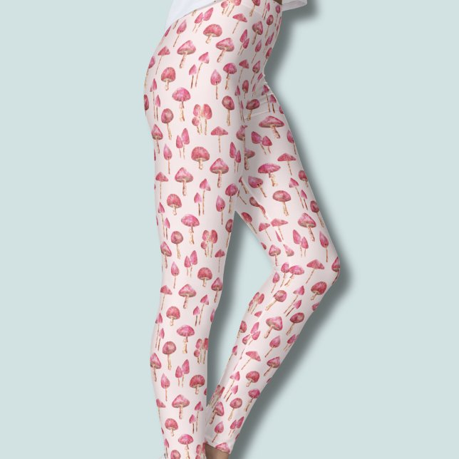Legging Padrão de cogumelo rosa (pink mushroom pattern leggings)