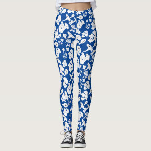 Legging Padrão de cogumelos pretos 01b Azul BG