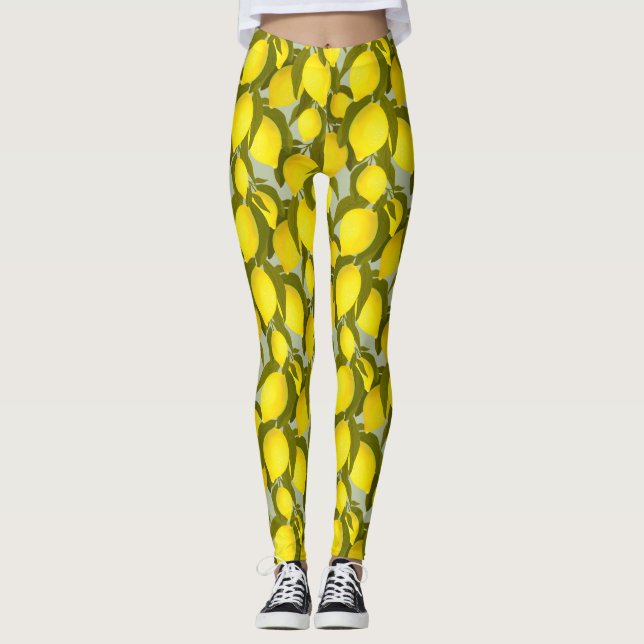 Legging Padrão de colheita com ramos de limões (Frente)