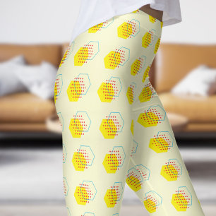 Legging Padrão de Colheita de Mel Amarelo-Ouro Negrito