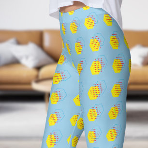 Legging Padrão De Colheita De Mel Azul De Cornflower Negro