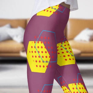 Legging Padrão De Colheita De Mel Rosa Negrito