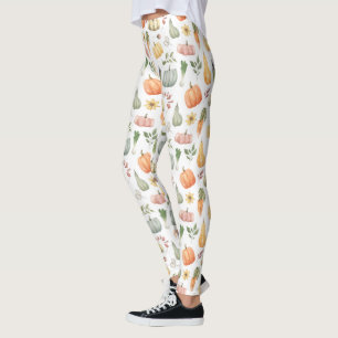 Legging Padrão de Colheita de Outono de Aquarela