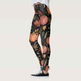 Legging Padrão de Colheita de Outono de Aquarela