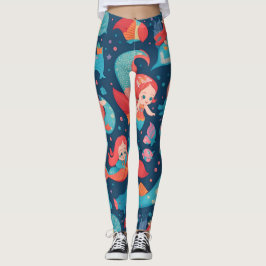 Legging Padrão de Coloração de Água da Sereia Custa