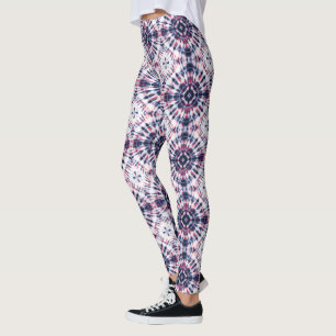 Legging Padrão de Coluna Azul e Vermelho