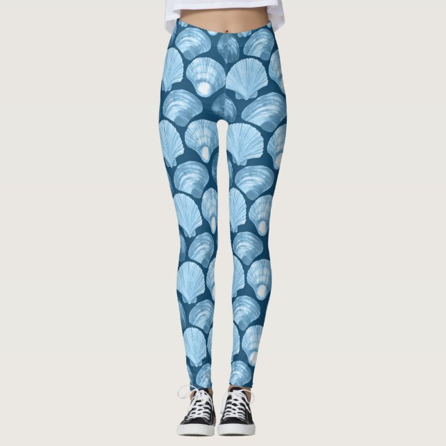 Legging Padrão de Conchas da Praia Azul (Frente)