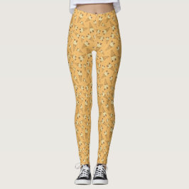 Legging Padrão de Cone de Sorvete de Verão em Laranja