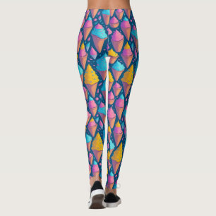 Legging Padrão de cones de sorvete de verão colorido