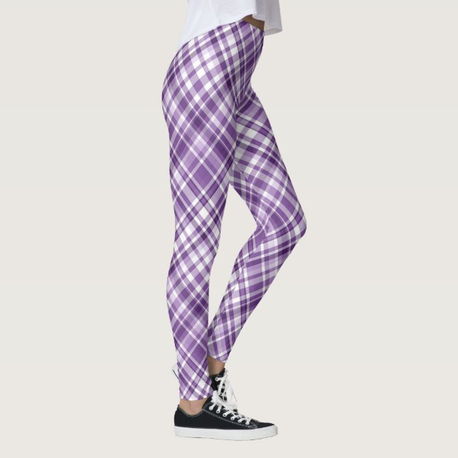 Legging Padrão de conscientização da Xadrez roxa vibrante  (Direita)