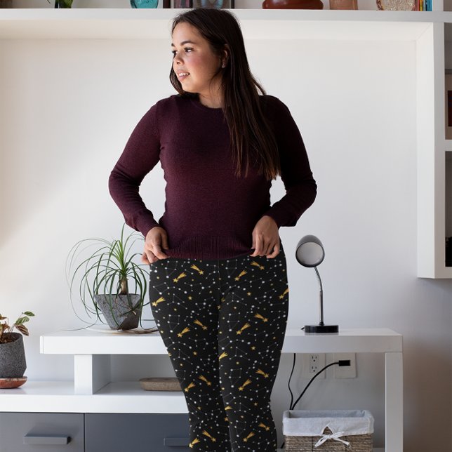 Legging Padrão de Constelação de Folha de Silver Dourada G (Criador carregado)