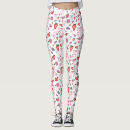 Legging Padrão de coquete de arcos, Rosas e morangos