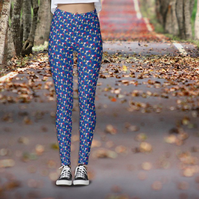 Legging Padrão de cor geométrica simples azul (Criador carregado)
