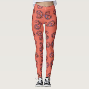 Legging padrão de cor vermelha