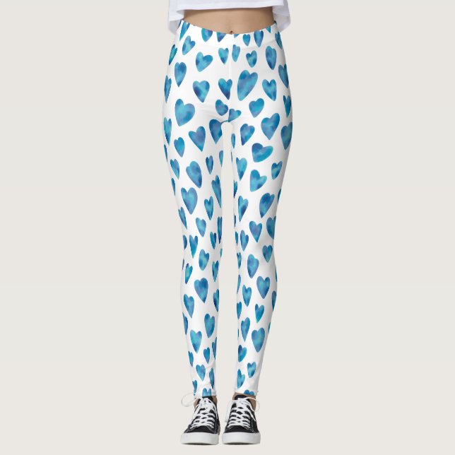 Legging Padrão de Coração Azul (Frente)