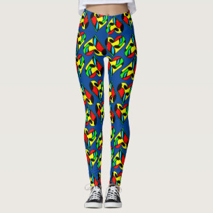 Legging Padrão de Coração de Nota de Música Multilcolorida