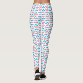 Legging Padrão de Coração do Sinalizador Trans