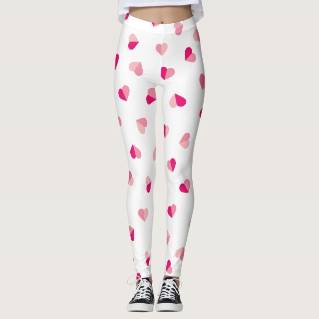 Legging Padrão de Coração Rosa Bonito (Frente)