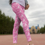 Legging Padrão de Coração Rosa Floral<br><div class="desc">Leggings de padrão de coração cor-de-rosa</div>