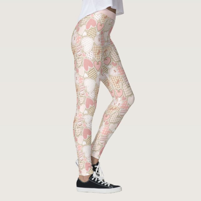 Legging Padrão de Coração Rosa Quilt (Direita)