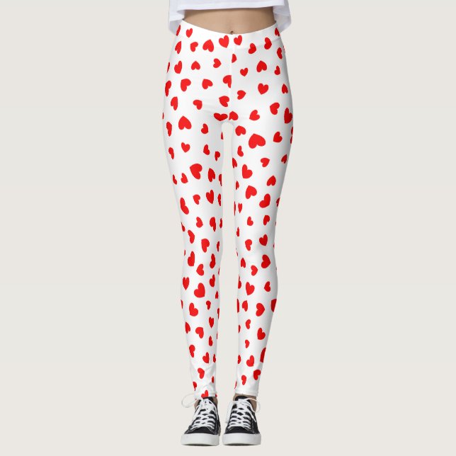 Legging Padrão de Coração Vermelho (Frente)