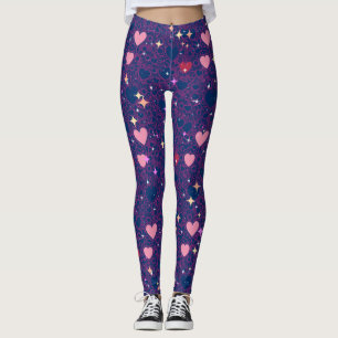 Legging Padrão de Corações com Dificuldades 01 DBlue BG