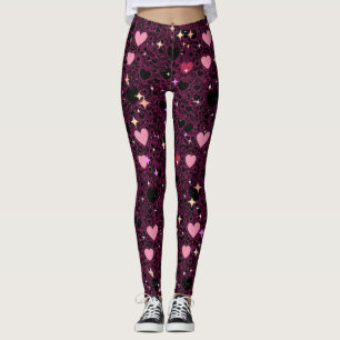 Legging Padrão de Corações com Perturbação 01