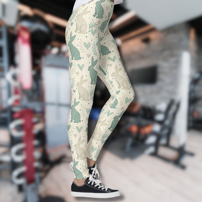 Legging Padrão de Corações com Silhuetas da Simple Bunny V (Criador carregado)