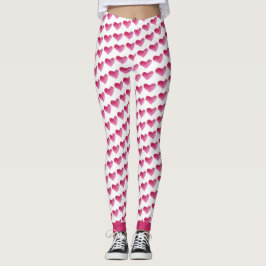 Legging Padrão de Corações de Aquarela