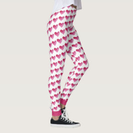 Legging Padrão de Corações de Aquarela
