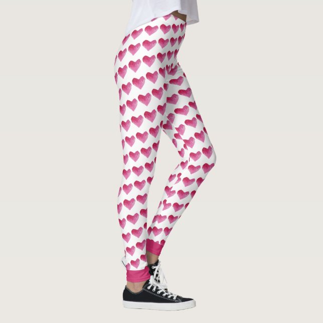 Legging Padrão de Corações de Aquarela (Direita)