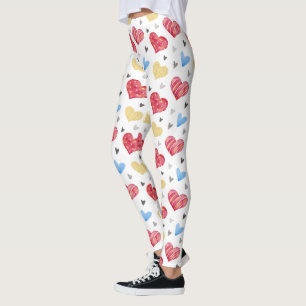 Legging Padrão de Corações de Vários Dias de os namora