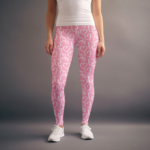 Legging Padrão de Corações Digitais Rosa