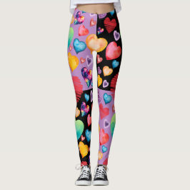 Legging Padrão de Corações Mistos