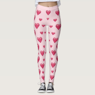 Legging Padrão de Corações Rosa