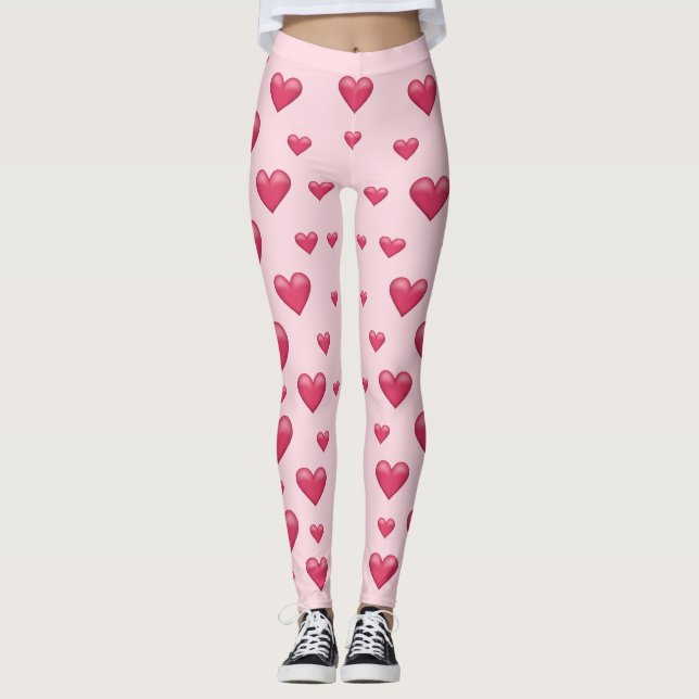 Legging Padrão de Corações Rosa (Frente)