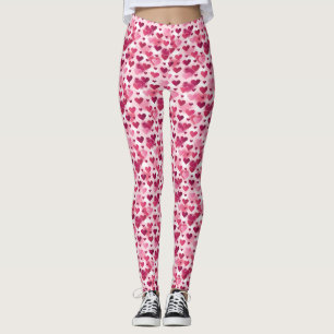 Legging Padrão de Corações Rosa