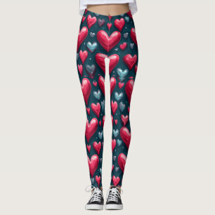Legging Padrão de corações rosa