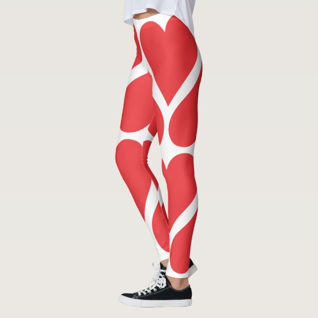 Legging Padrão de Corações Vermelhos (Esquerda)