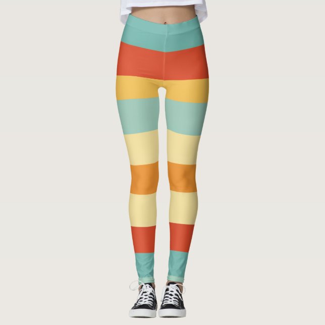 Legging Padrão de cores com striping retroativo (Frente)