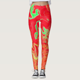 Legging Padrão de Cores de Água Vibrante Colorida
