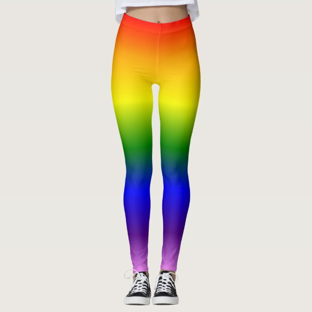 Legging Padrão de Cores de Arco-Íris Gradiente Legal (Frente)