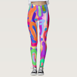Legging Padrão de cores vívidas brilhantes brilhantes