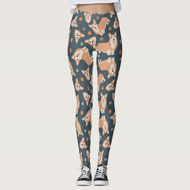 Legging Padrão de Corgi Cute (Frente)